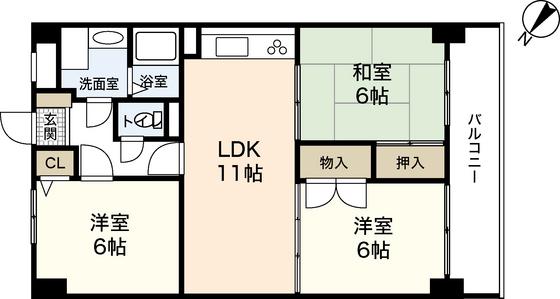 ロイヤルハイツ下田弐番館(3LDK/4階)の間取り写真