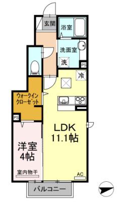 グリーンテラス児島A(1LDK/1階)の間取り写真