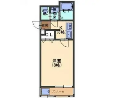 カサ・デ・ローサ(1K/1階)の間取り写真