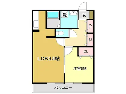 コーポMIKI(1LDK/3階)の間取り写真