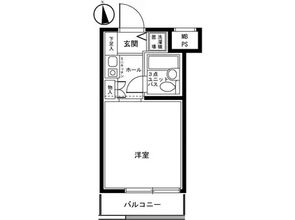 ライオンズマンション新横浜B館(1K/2階)の間取り写真