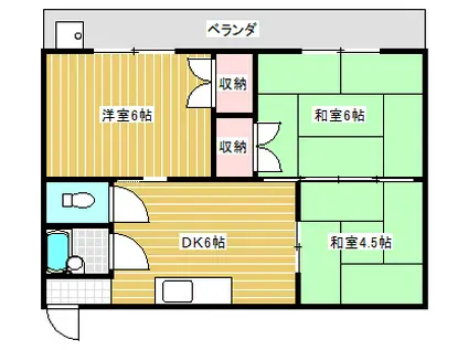 コーポ清風(3DK/2階)の間取り写真