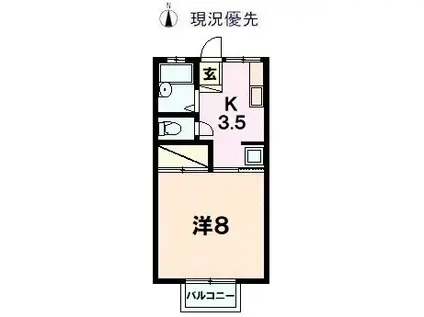 イースタンハイツヤナセA(1K/1階)の間取り写真