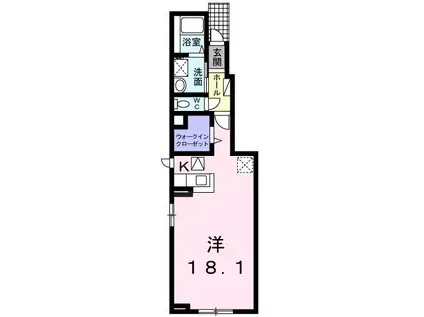 グレイスルームI(ワンルーム/1階)の間取り写真