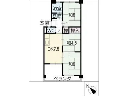 六軒屋農住コーポ松栄(3DK/2階)の間取り写真