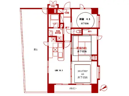 相原第二ルネスビル(2LDK/5階)の間取り写真