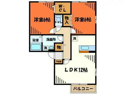 パークコート砂川壱番館(2LDK/1階)の間取り写真