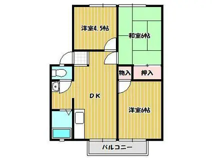 パナハイツドリーム坂出A棟(3DK/2階)の間取り写真