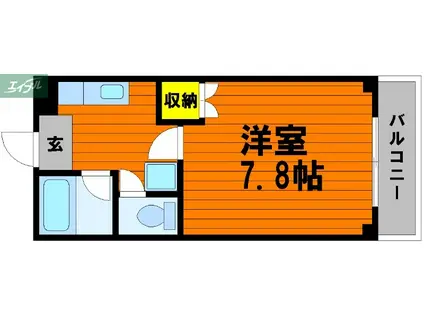 ウイング東島田(1K/1階)の間取り写真
