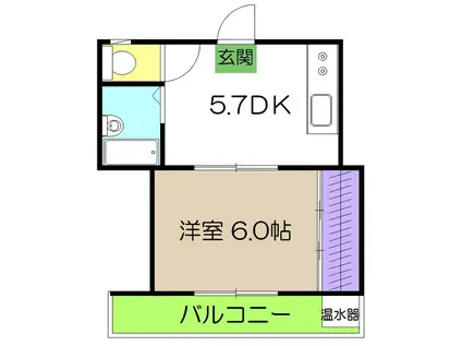 ハイツMII(1DK/4階)の間取り写真