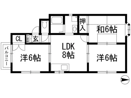 レークサイド3(3LDK/2階)の間取り写真