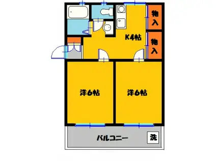 ソレーユ大和(2DK/4階)の間取り写真