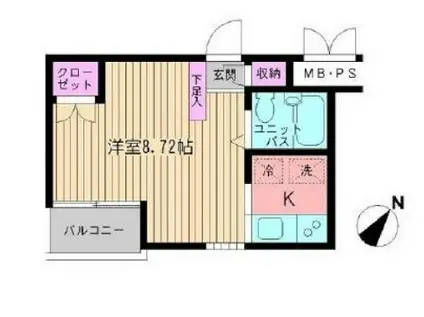 ビイルーム新宿(1K/3階)の間取り写真