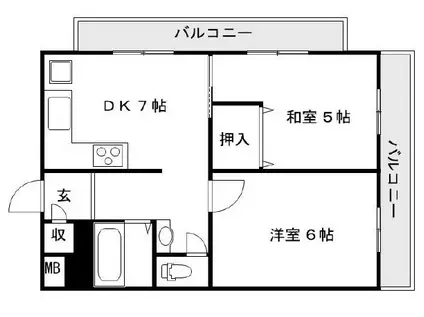ファイブメゾン慕絵樹(2DK/2階)の間取り写真