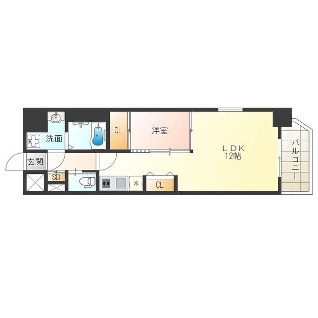 ラ・フォルム本町ウエスト(1LDK/8階)の間取り写真