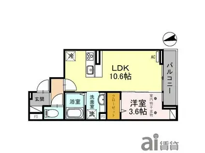 D-RESIDENCE仙波町(1LDK/3階)の間取り写真