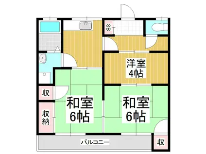 マツダマンションC(2SDK/2階)の間取り写真