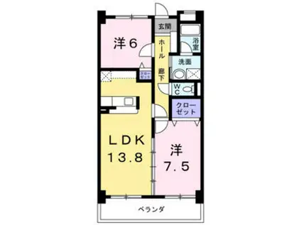 ラ・カーサSHIMADA(2LDK/2階)の間取り写真