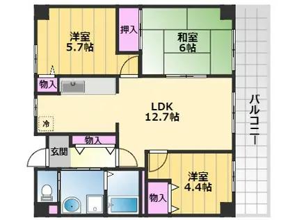 カサベルデ中百舌鳥(3LDK/4階)の間取り写真