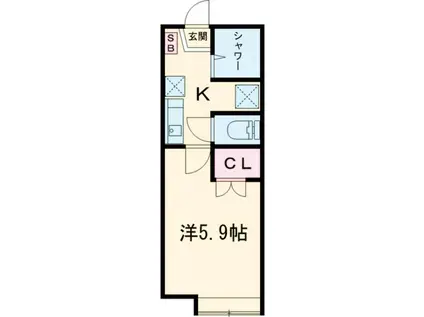 アビタシオン白鳥D(1K/2階)の間取り写真