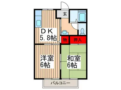 前野ハイツII(2DK/1階)の間取り写真