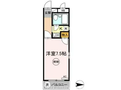 オーレックス郷東(1K/2階)の間取り写真