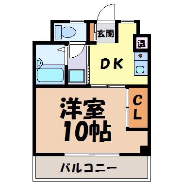 グリーンハイツ徳川(1DK/1階)の間取り写真