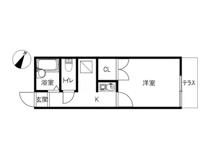 フォレスト旭町(1K/1階)の間取り写真