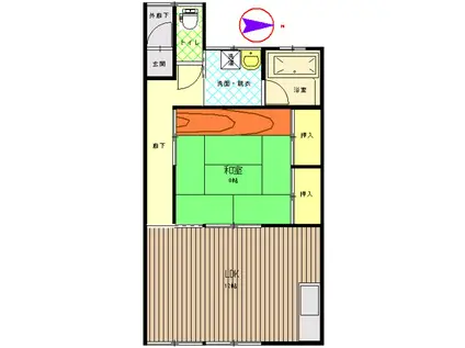 翁アパート(1LDK/2階)の間取り写真