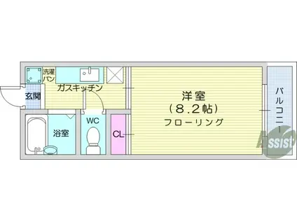 コーポジャストファイブ(1K/1階)の間取り写真