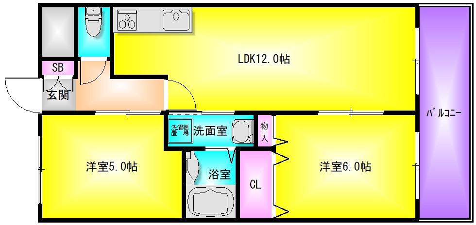プレアール南亀井1(2LDK/3階)の間取り写真