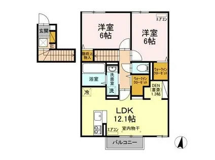 GRAND WINDS TSUKUBA II(2LDK/2階)の間取り写真