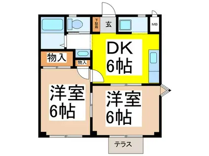 コーポ青垣A(2DK/1階)の間取り写真