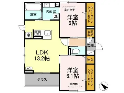 ソルティバレー(2LDK/1階)の間取り写真