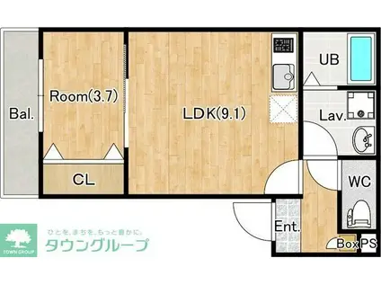 ジーメゾン春日部栄町グランツ(1LDK/2階)の間取り写真