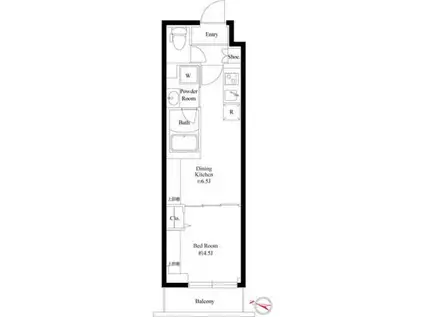 AZEST志村三丁目II(1DK/4階)の間取り写真