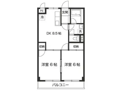 ライムかいぬま(2DK/3階)の間取り写真