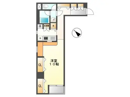 エスパシオ鷹匠(ワンルーム/3階)の間取り写真