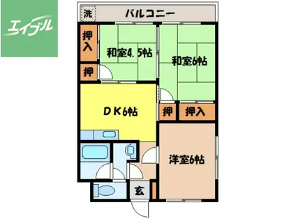 ヒルズ稲佐マンション(3DK/2階)の間取り写真