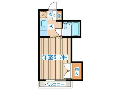 ブランドール八幡II(1K/4階)の間取り写真