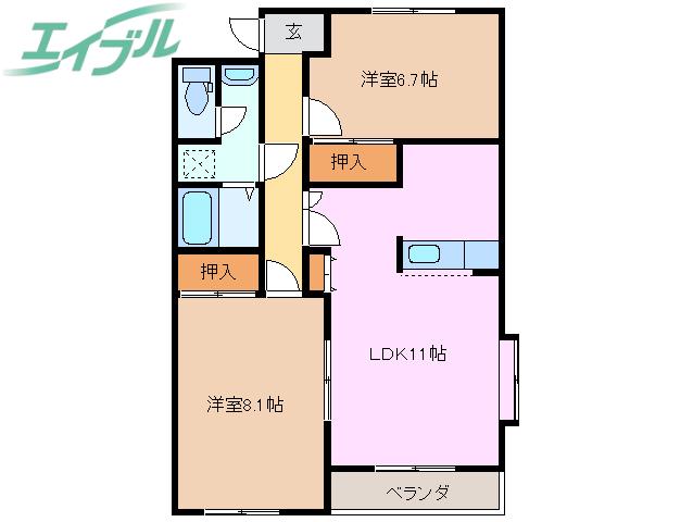 セピアコート(2LDK/3階)の間取り写真