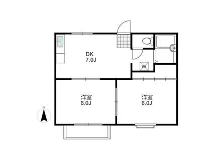 エコーハイツ梶山(2DK/2階)の間取り写真