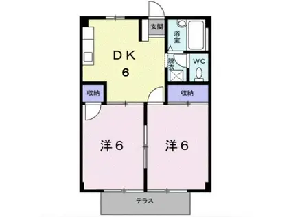 サンハイツ藤B(2DK/1階)の間取り写真