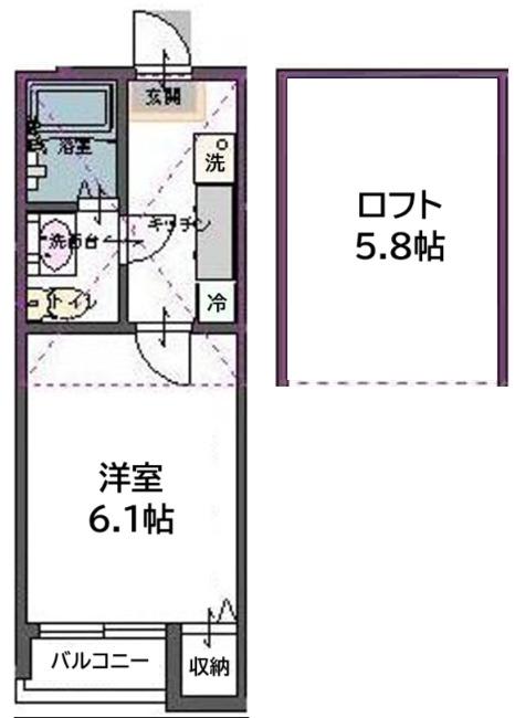 オレンジヒルズ(1K/1階)の間取り写真