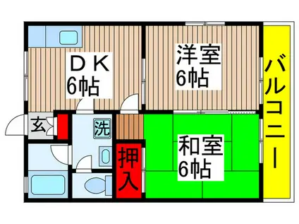 コリヌ・キッカワ(2DK/2階)の間取り写真