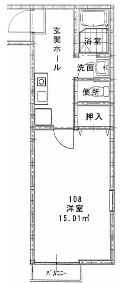 エトランス西庄(1K/1階)の間取り写真