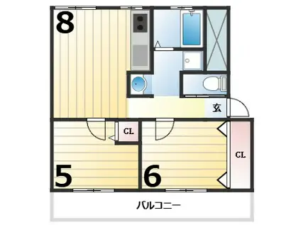 高津橋農住団地B棟(2LDK/1階)の間取り写真