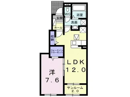 ラ ヴィ ベール III(1LDK/1階)の間取り写真