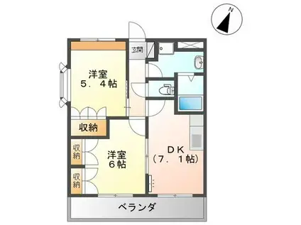 ディアドリーム(2DK/2階)の間取り写真