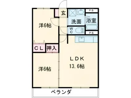 ロイヤルシティプラトン(2LDK/2階)の間取り写真